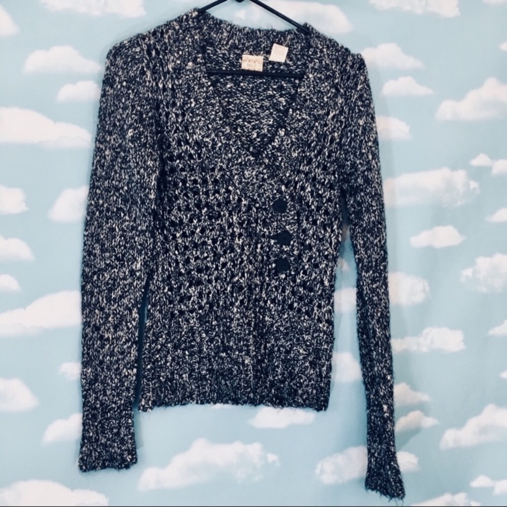 Pullover faux wrap open weave sweater bKE euc